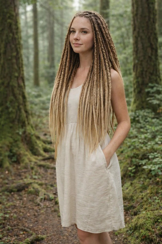 Ombre Blonde Double Ended Dreadlock Extensions – Natural Gradient Synthetic Dreads