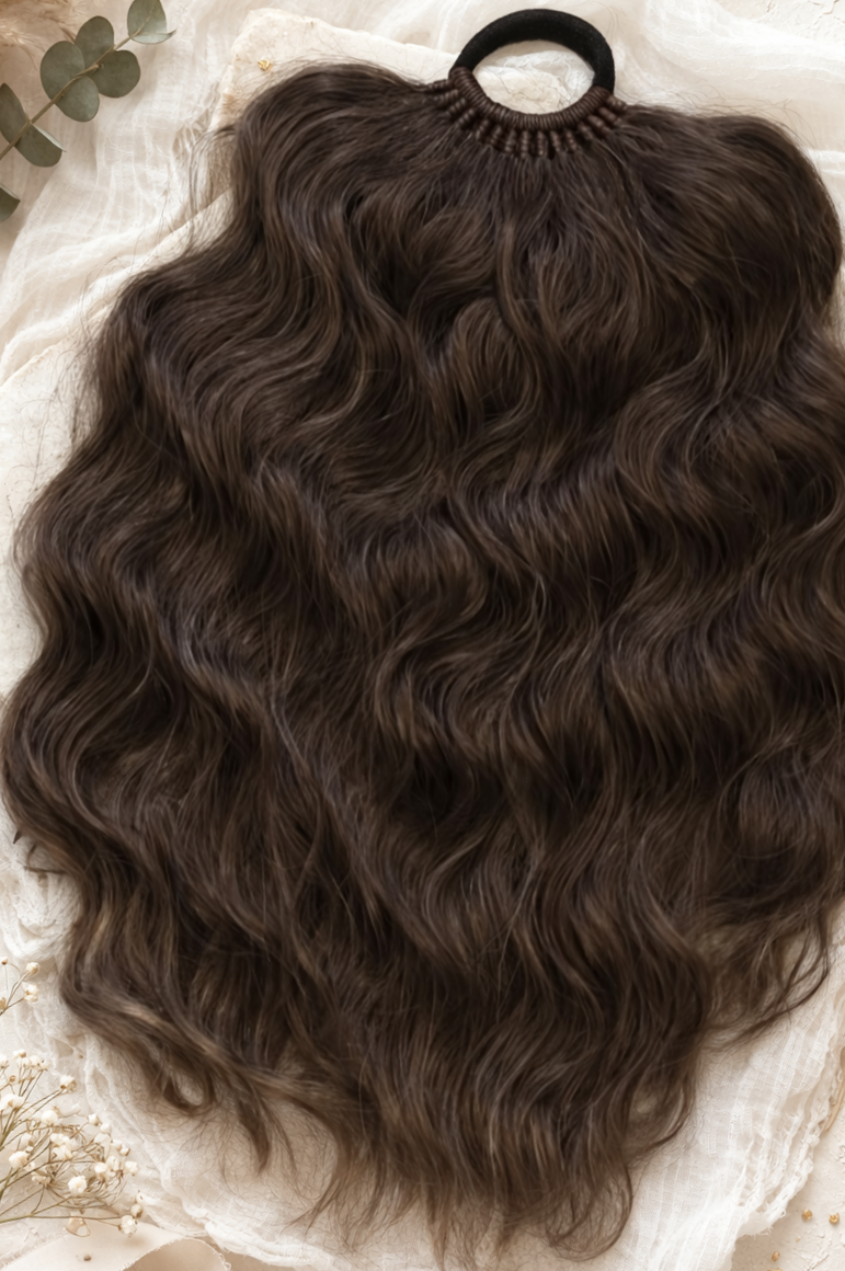 Brown Wavy Ponytail Extension – Dread Ponytail Style Hairpiece