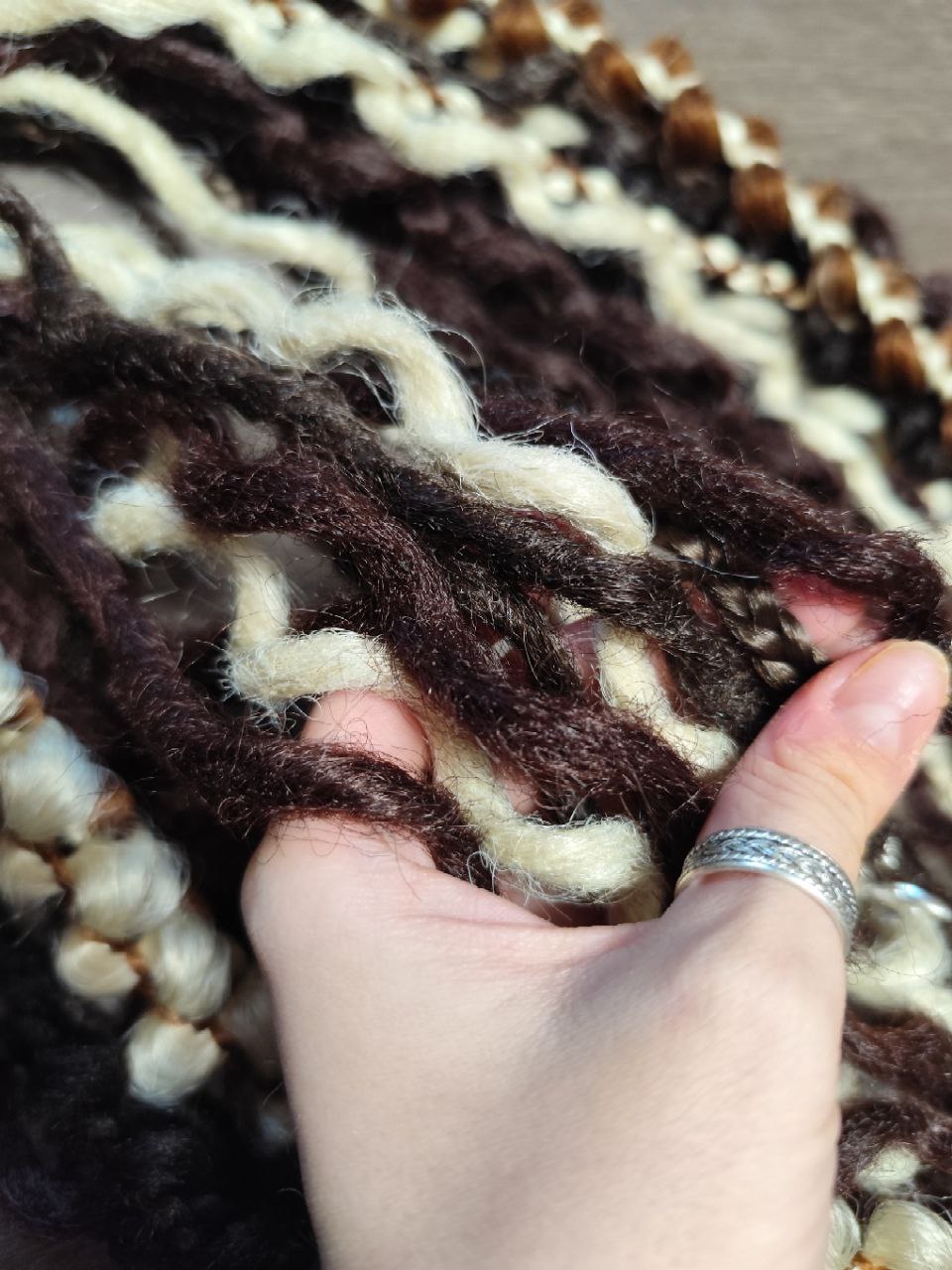 Boho Curly Dreads Dark Brown & Cream – Double Ended Synthetic Dread Extensions