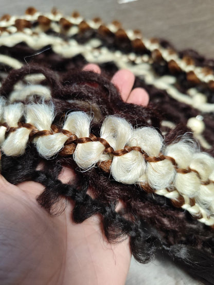 Boho Curly Dreads Dark Brown & Cream – Double Ended Synthetic Dread Extensions