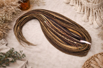 Ultra Thin Dreadlock Extensions – Lightweight Boho Synthetic Micro Dreads, Natural Look