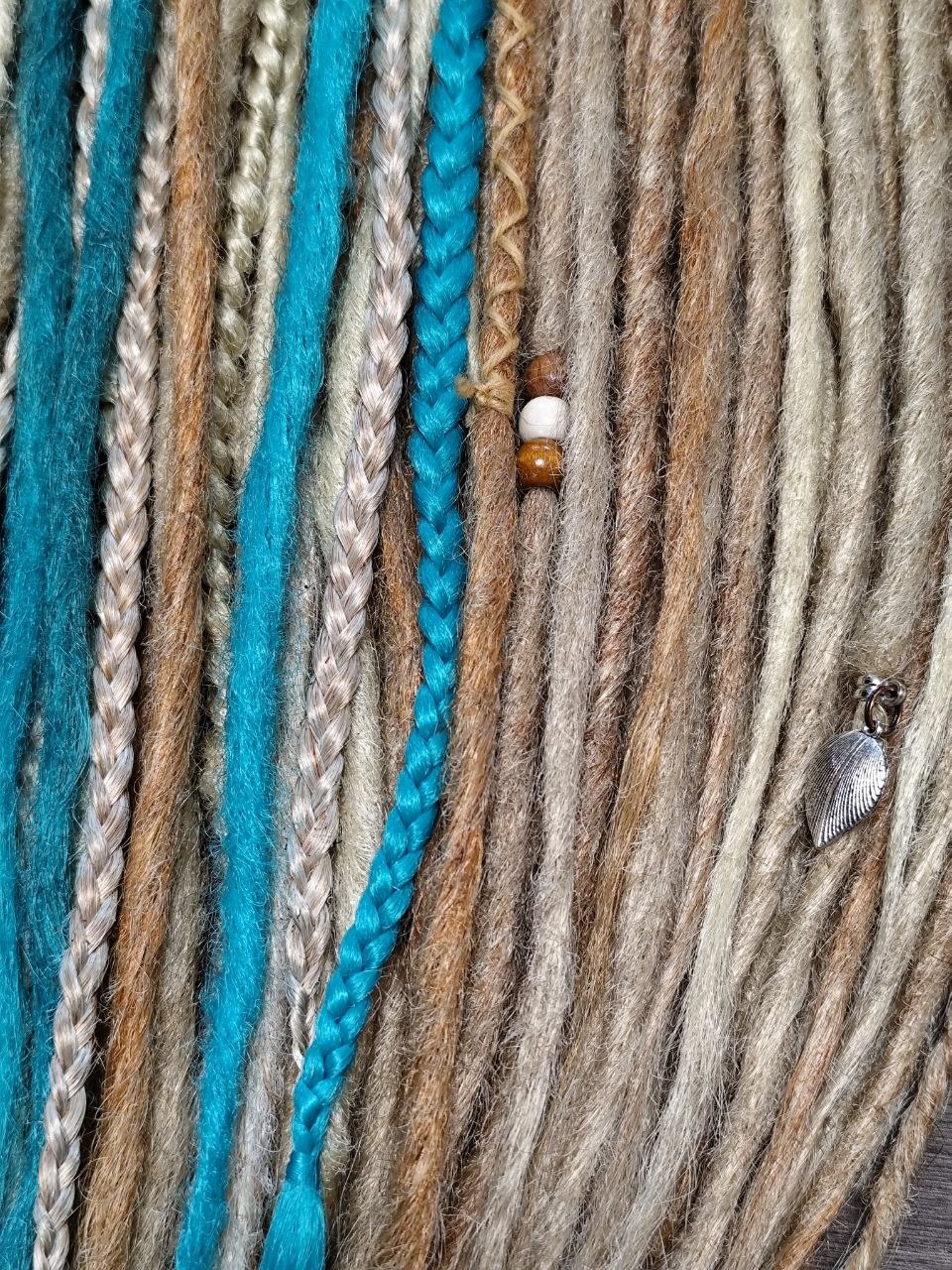 Sandy Blonde Turquoise Dreadlock Extensions – Boho Synthetic Dreads