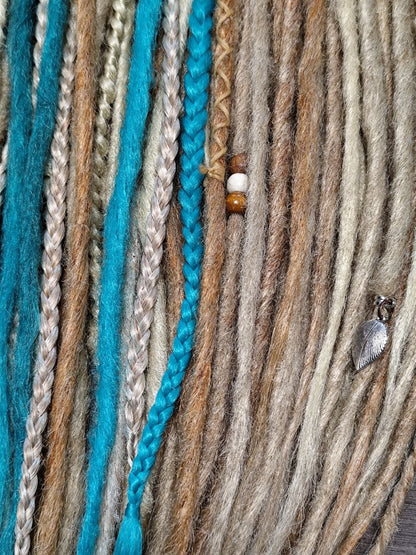 Sandy Blonde Turquoise Dreadlock Extensions – Boho Synthetic Dreads
