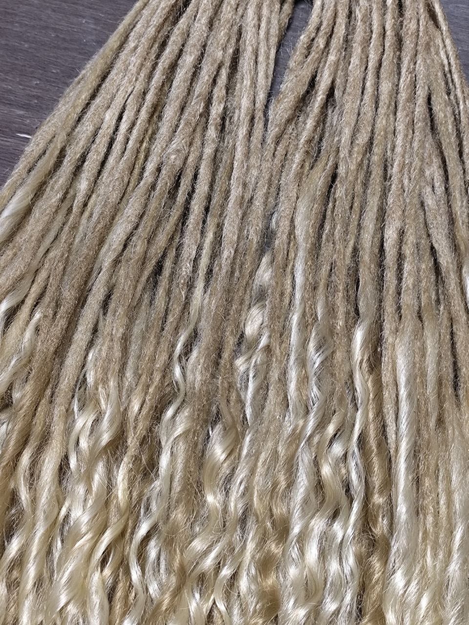 Sandy Blonde Boho Dreadlock Extensions with Milky Loose Curls – 70 cm