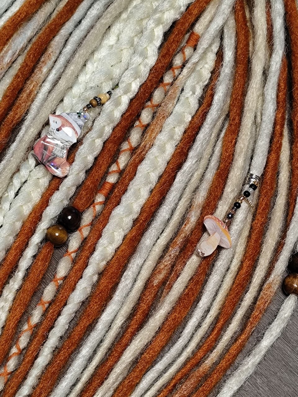 Milky, Platinum and Ginger Boho Dreadlock Extensions – Fox Vibe Synthetic Dreads