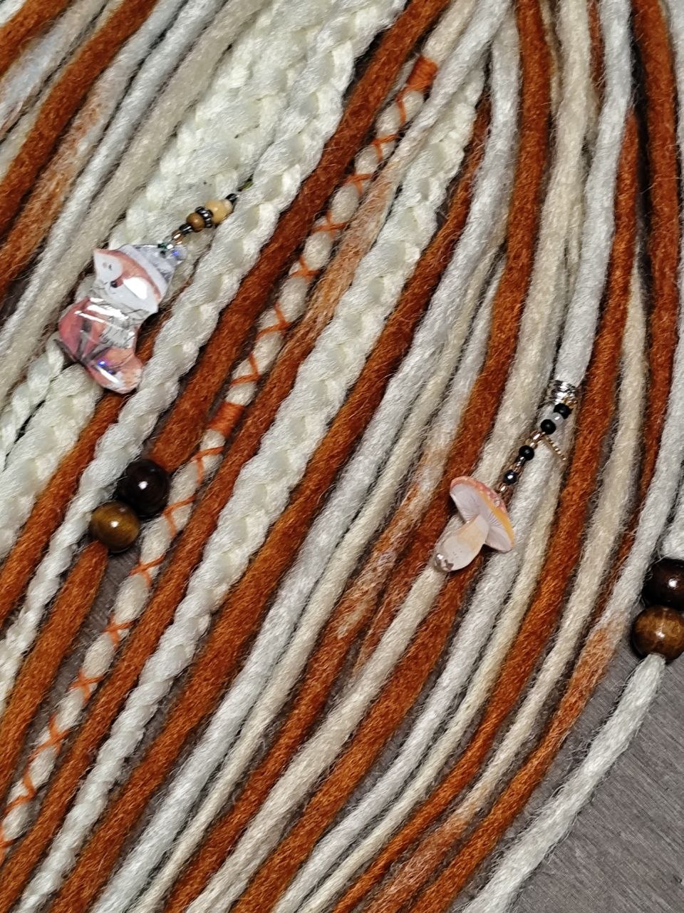 Milky, Platinum and Ginger Boho Dreadlock Extensions – Fox Vibe Synthetic Dreads