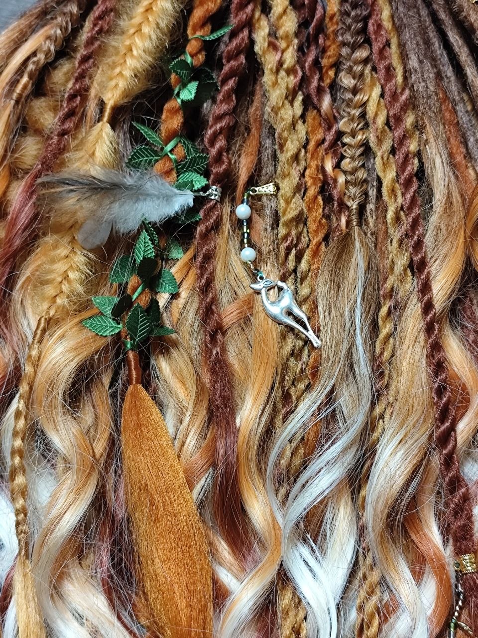 Soft Lightweight Boho Dreadlock Extensions – Natural Look Synthetic Dreads Copper Brown Mix