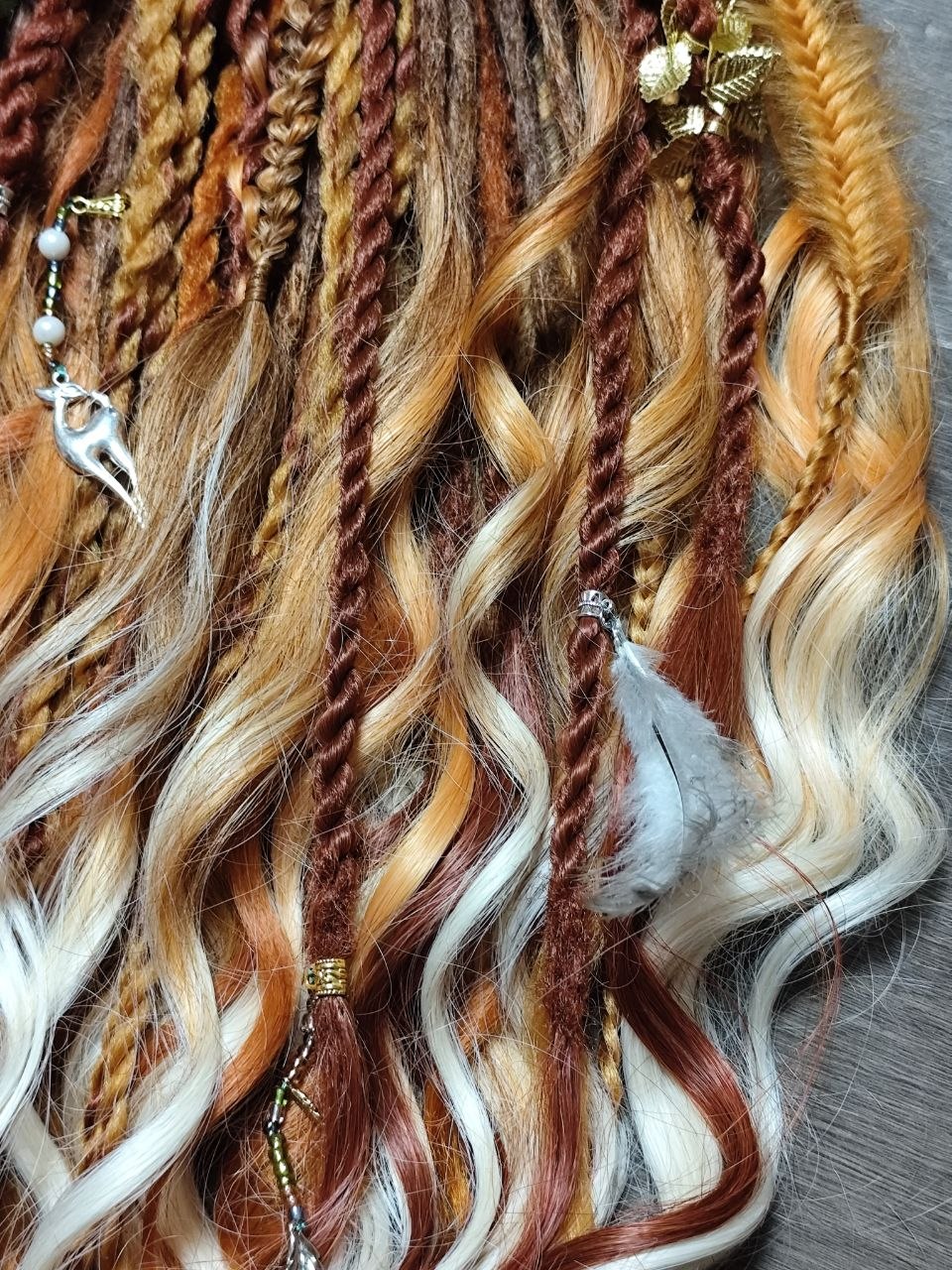 Soft Lightweight Boho Dreadlock Extensions – Natural Look Synthetic Dreads Copper Brown Mix