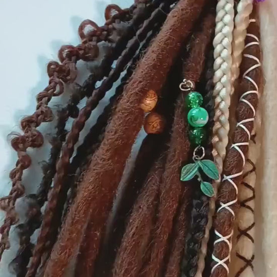 Boho Chic Brown and Blond Synthetic Crocheted Dreads Clip In