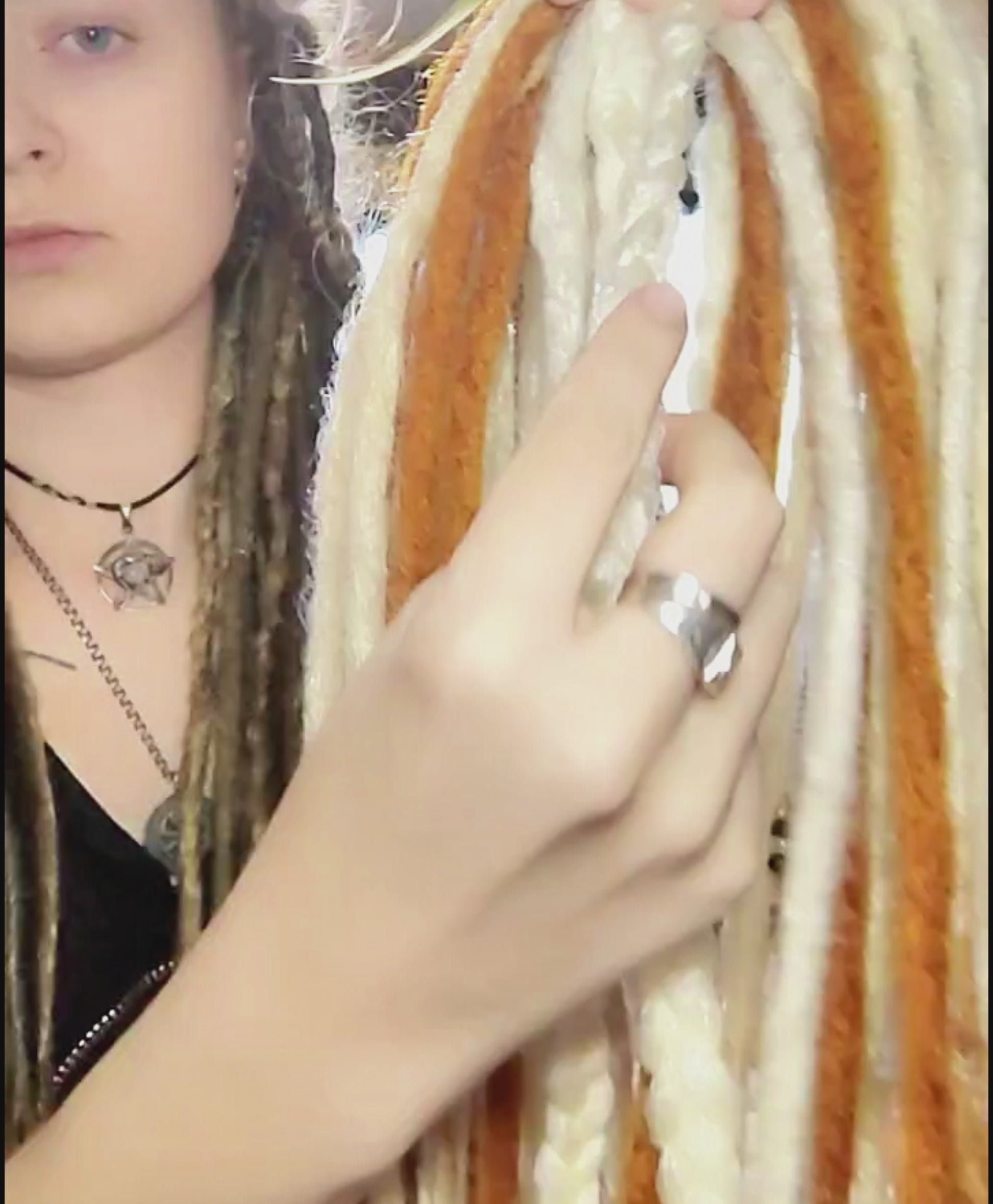 Milky, Platinum and Ginger Boho Dreadlock Extensions – Fox Vibe Synthetic Dreads