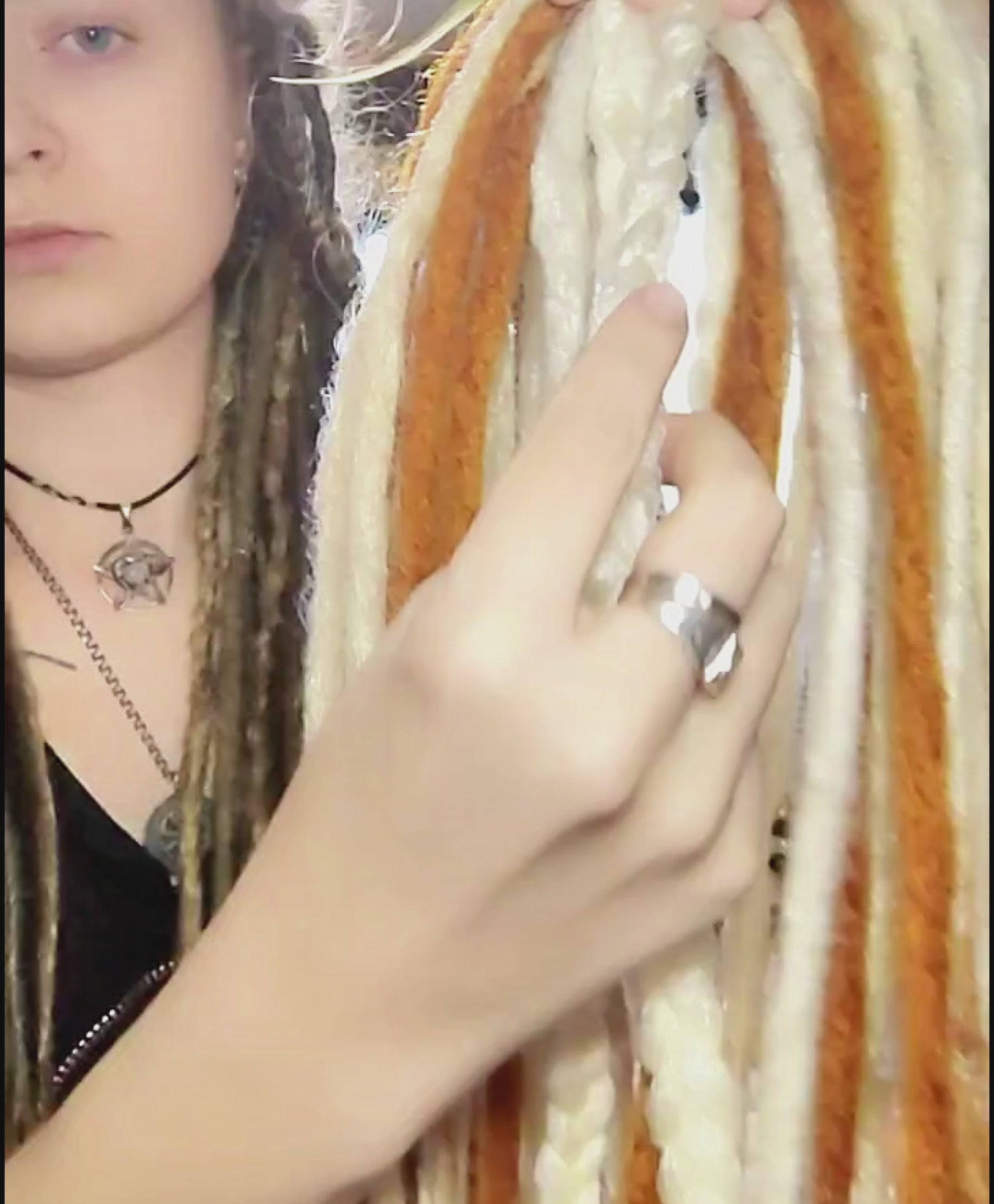 Milky, Platinum and Ginger Boho Dreadlock Extensions – Fox Vibe Synthetic Dreads