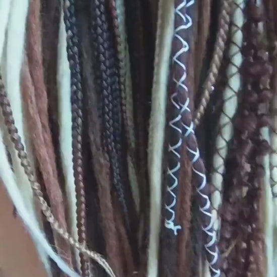 Brown an Milky Blond Synthetic Dreadlocks Extensions: Stylish Double Ended Dreads and Braids