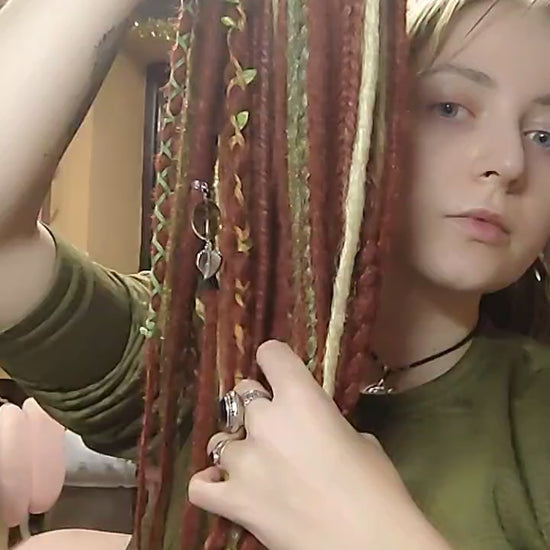 Soft Auburn Green Dreadlock Extensions