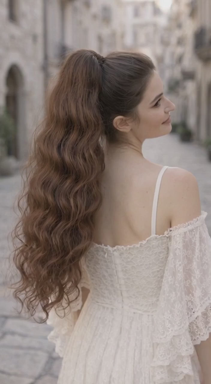 Brown Wavy Ponytail Extension – Dread Ponytail Style Hairpiece