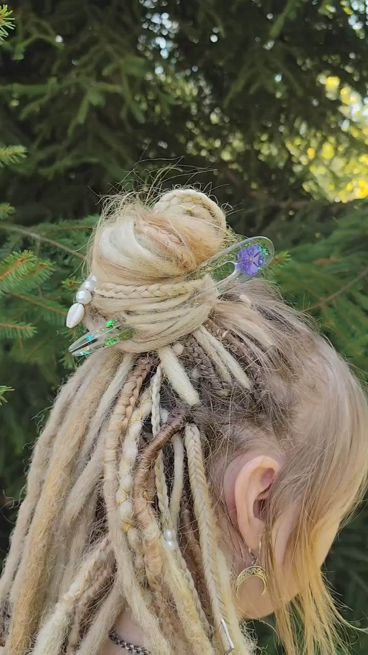 Jewelry Resin Hair Stick with Phlox Flower - Unique Hair Barrette