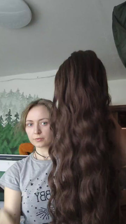 Brushable Wavy Hair Extension with Hidden Dread Base – Natural Brown 60 cm