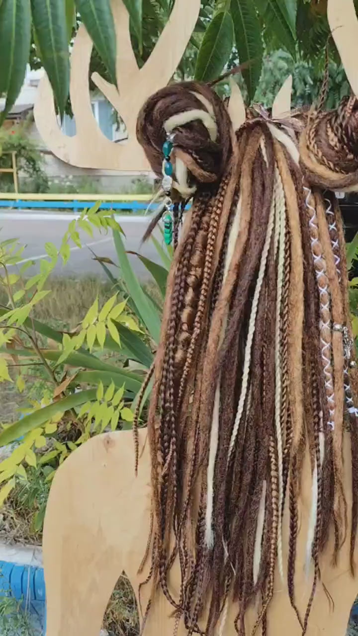 Brown and Blond Synthetic Dread Extensions: Effortlessly Stylish Double Ended Dreads and Braids