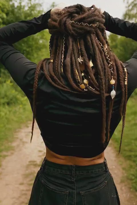 Dark Brown Double Ended Dreads and Braids Mix – Synthetic Extensions