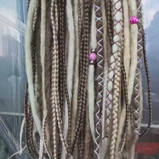 Boho Chic Dirty Blond and Dark Blond Double Ended Synthetic Dreads and Braids - Versatile Dreadlock Extensions (Dreads and Braids Only!)