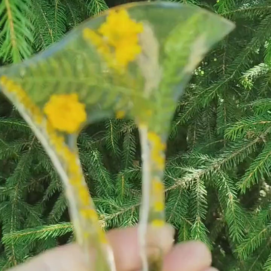 Jewelry Resin Hair Forks with Ambrosia Flower and fern leaves - Unique Hair Barrette