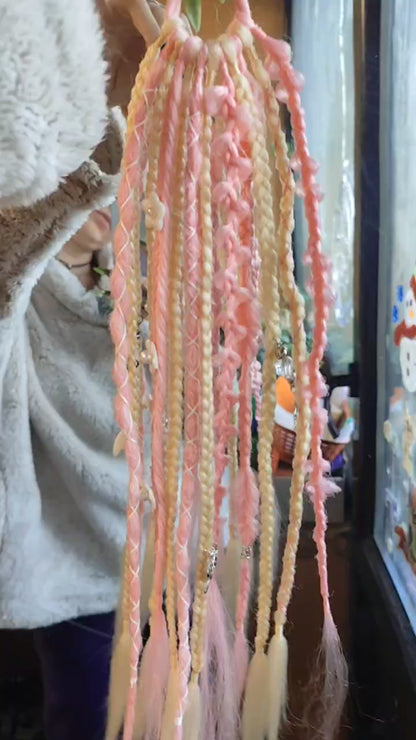 Pink Blonde Dreadlock Ponytail – Boho Synthetic Dreads Hair Extension
