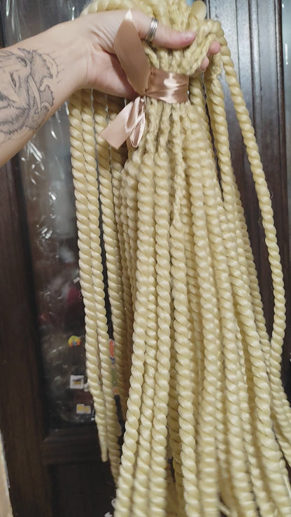 Creme-Blonde Twist Extensions – Havana Twist Mambo, leichte synthetische Twists