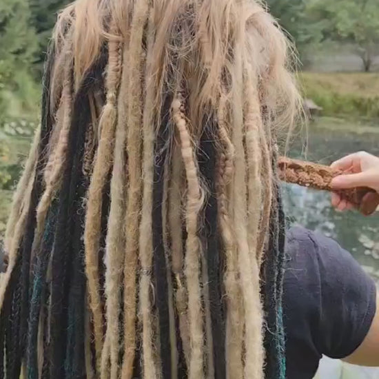 Boho Wood Hair Tie for Bun with Crocheted Lace and Rubber Band