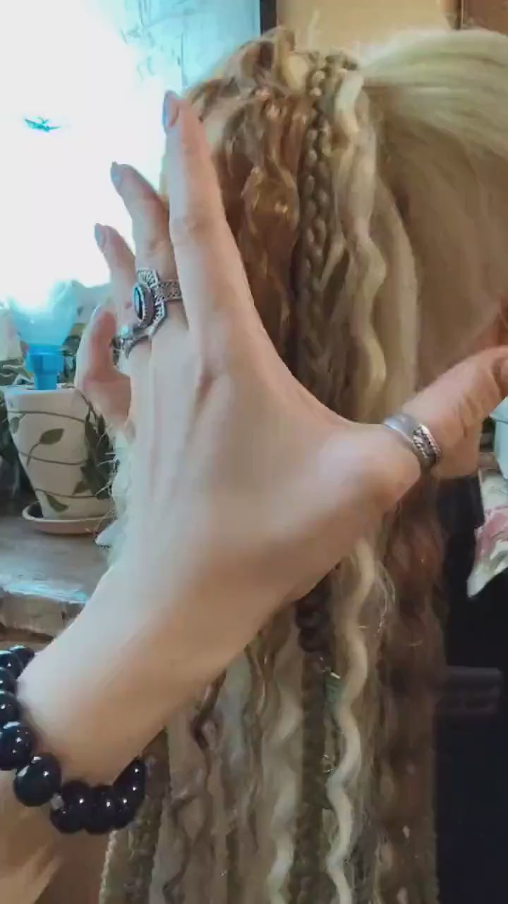 Sandy Blonde Dreadlock Ponytail – Boho Faux Dreads & Braids