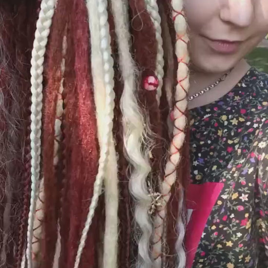 Ginger, and Blonde Synthetic Dread, Braids and Loose Curls Extensions Set