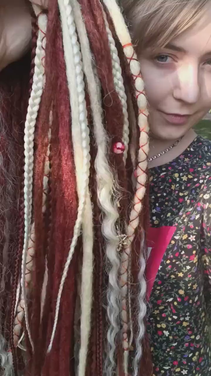 Ginger, and Blonde Synthetic Dread, Braids and Loose Curls Extensions Set