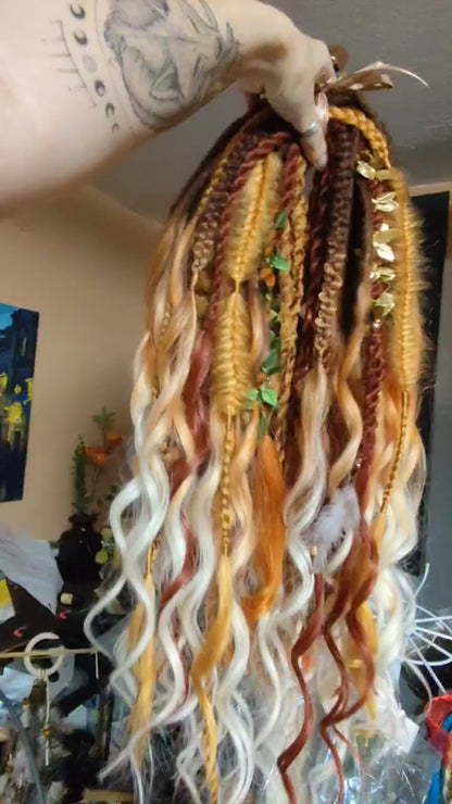 Soft Lightweight Boho Dreadlock Extensions – Natural Look Synthetic Dreads Copper Brown Mix