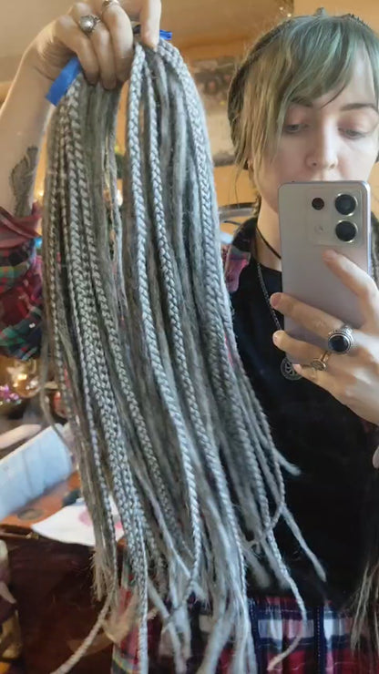 Ash Grey Dreadlock Extensions – Soft Synthetic Dreads, Natural Look & Lightweight