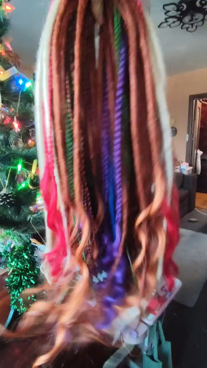 Kupferrotbraune Dreadlock-Extensions mit Locken – Weiche Synthetik-Dreads, leicht