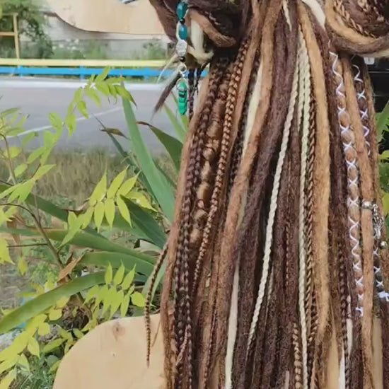 Brown and Blond Synthetic Dread Extensions: Effortlessly Stylish Double Ended Dreads and Braids