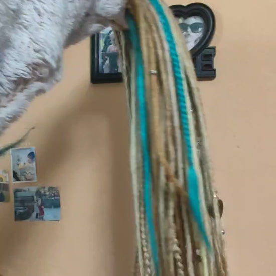 Sandy Blonde Turquoise Dreadlock Extensions – Boho Synthetic Dreads