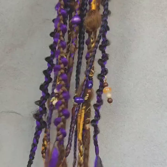 Witchy Vibes Dreadlock Ponytail - Vibrant Violet, Orange & Brown Dreads | Halloween Hai