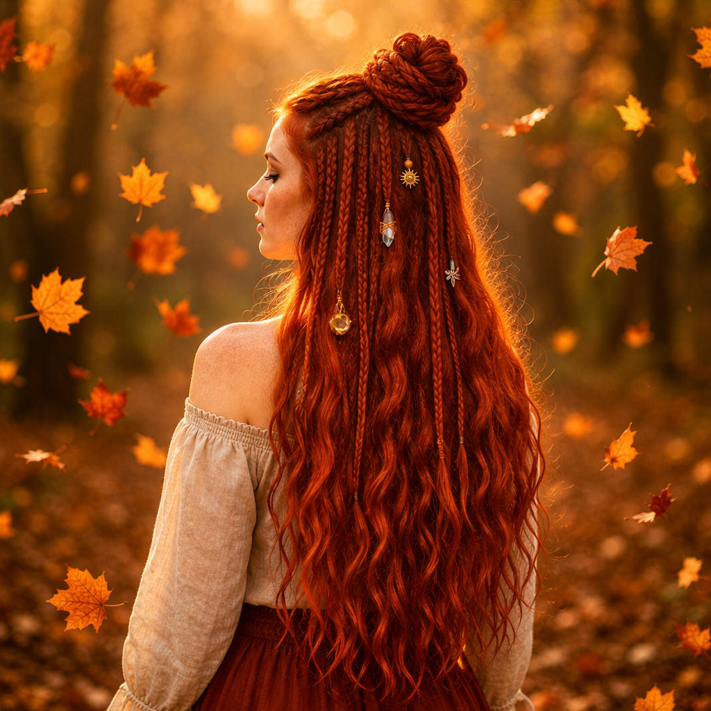 Copper Auburn DE Boho Fake Dreads with Brushable Curls – NOT Orange